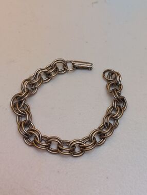 Vintage Double Chain Silver Tone Bracelet Foldover Clasp